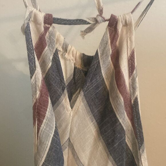 EUC Urban Outfitter LOVE+Harmony Stripe Woven Linen Blend Halter Neck Midi Dress - Picture 12 of 12